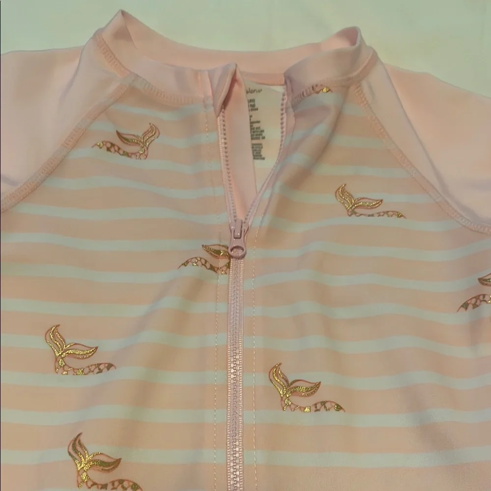 First Impressions Pink and White Striped Rashguard Set
